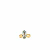 Bague en or jaune 18 carats avec aigue-marine taille navette