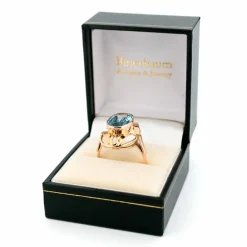 Bague en or jaune 14 carats avec aigue-marine