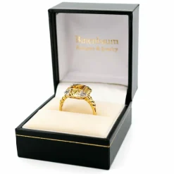 Bague en or jaune 18 carats avec diamants et citrine
