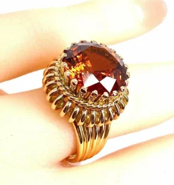 Bague en or jaune 18 carats et citrine Madère