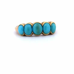 BAGUE EN OR JAUNE 18 KT AVEC CABOCHON TURQUOISE