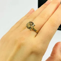 Bague en Or Jaune & Quartz Fumé
