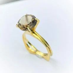 Bague en Or Jaune & Quartz Fumé
