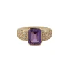 Bague en or jaune avec améthyste et pierres blanches