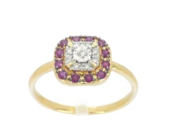 Bague en or jaune avec diamants et rubis