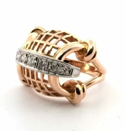 Bague en or jaune avec diamants