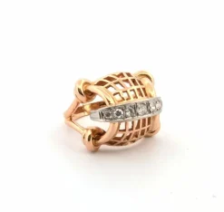 Bague en or jaune avec diamants