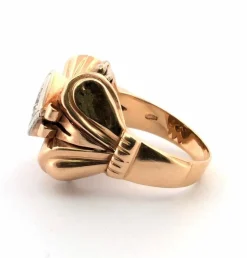 Bague en or jaune avec diamant central