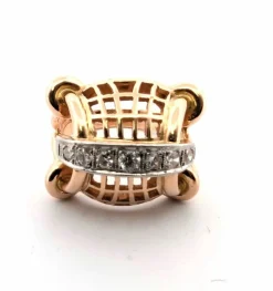Bague en or jaune avec diamants
