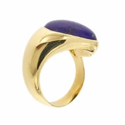 Bague en or jaune avec lapis-lazuli