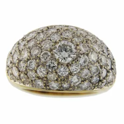 Bague en or jaune avec pavé de diamants