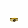 Bague en or jaune avec quartz fumé à facettes rondes