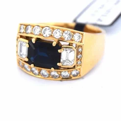 Bague en or jaune avec saphir et diamant