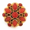 Bague en or jaune corail 14 carats avec grappe de fleurs