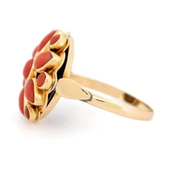 Bague en or jaune corail 14 carats avec grappe de fleurs