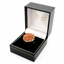 Bague en or jaune corail 14 carats avec grappe de fleurs
