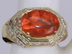 Bague en or jaune déclaration art déco Mandarin Garnet