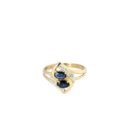 Bague en or jaune diamants et saphirs
