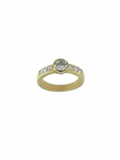 Bague en or jaune diamants certificat HRD