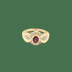 Bague en or jaune diamants et rubis