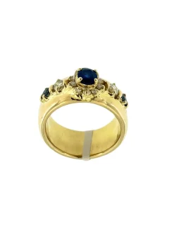 Bague en or jaune, diamants et saphirs certificat IGI