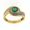 Bague en Or jaune, diamant & émeraude