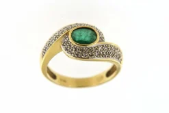 Bague en Or jaune, diamant & émeraude