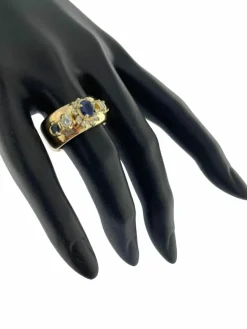Bague en or jaune, diamants et saphirs certificat IGI