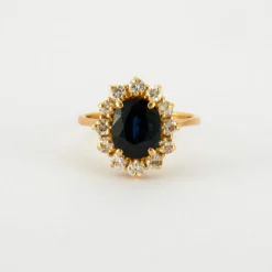 Bague en Or jaune, diamants & saphirs