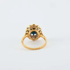 Bague en or jaune, diamants & saphir