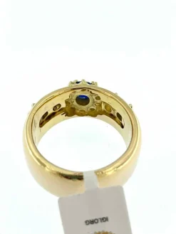 Bague en or jaune, diamants et saphirs certificat IGI
