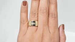 Bague en or jaune, diamants et saphirs
