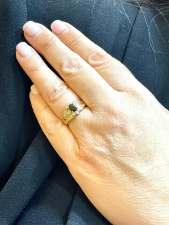 Bague en Or jaune, Diamants & Saphir