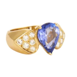 Bague en Or jaune, diamants, tanzanite