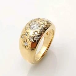 Bague en or jaune diamants