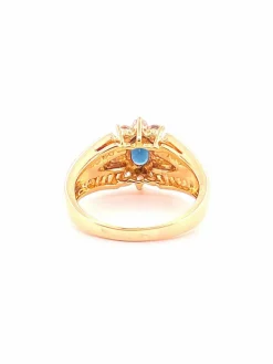 Bague en Or jaune, Diamants & Saphir