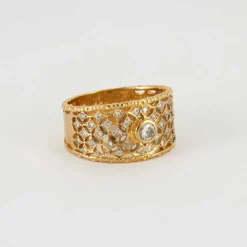 Bague en or jaune, diamant