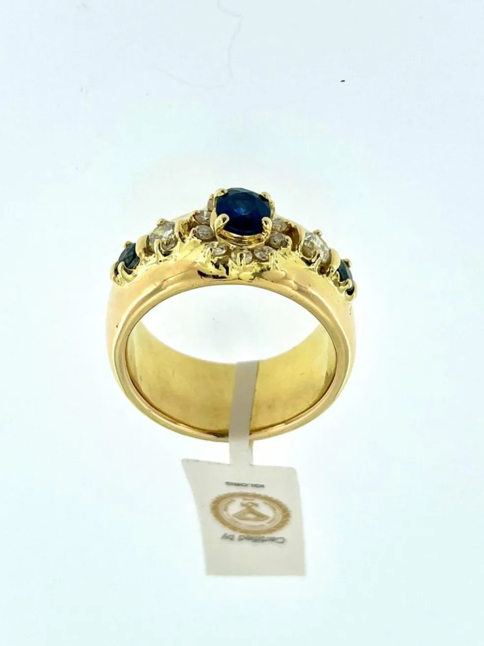 Bague en or jaune, diamants et saphirs certificat IGI