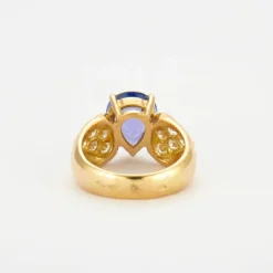 Bague en Or jaune, diamants, tanzanite