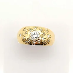 Bague en or jaune diamants