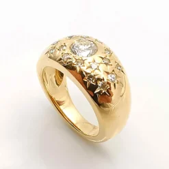 Bague en or jaune diamants