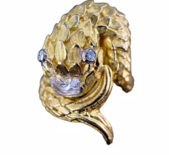 Bague en or jaune en forme de crocodile orné d'un diamant