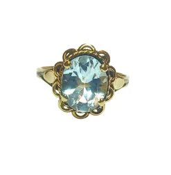 Bague en or jaune et aigue-marine