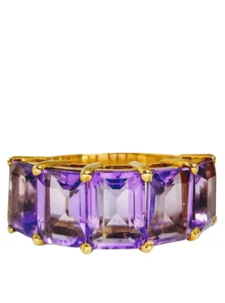 Bague en or jaune et améthystes