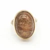 Bague en or jaune et argent avec quartz rutile