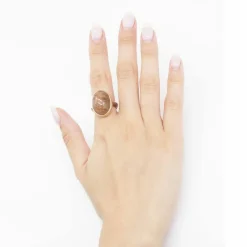 Bague en or jaune et argent avec quartz rutile