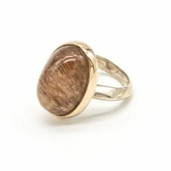 Bague en or jaune et argent avec quartz rutile