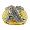 Bague en or jaune et blanc avec croix en diamant