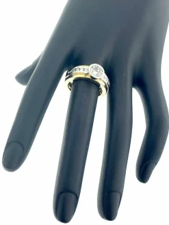 Bague en or jaune et blanc diamant 1.40ct certificat HRD