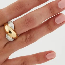 Bague en or jaune et blanc 18 cts